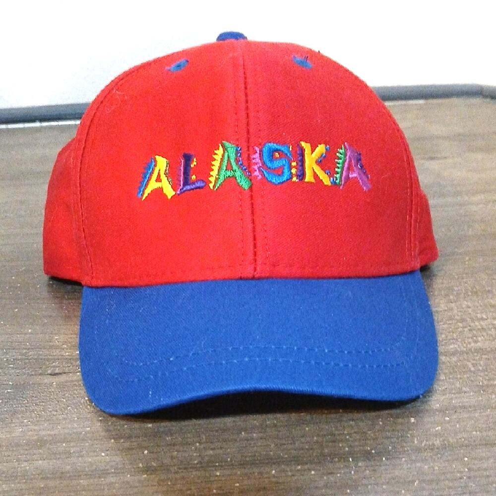 Vintage Kid's Alaska Embroidered Snapback Hat Red And Blue